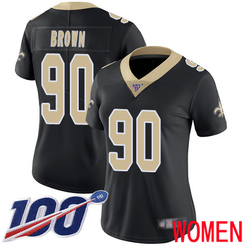 New Orleans Saints Limited Black Women Malcom Brown Home Jersey NFL Football 90 100th Season Vapor Untouchable Jersey